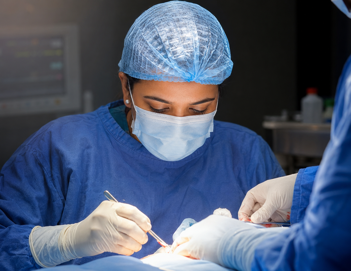 ENT surgery in progress at Sharanya Healthcare, West Delhi