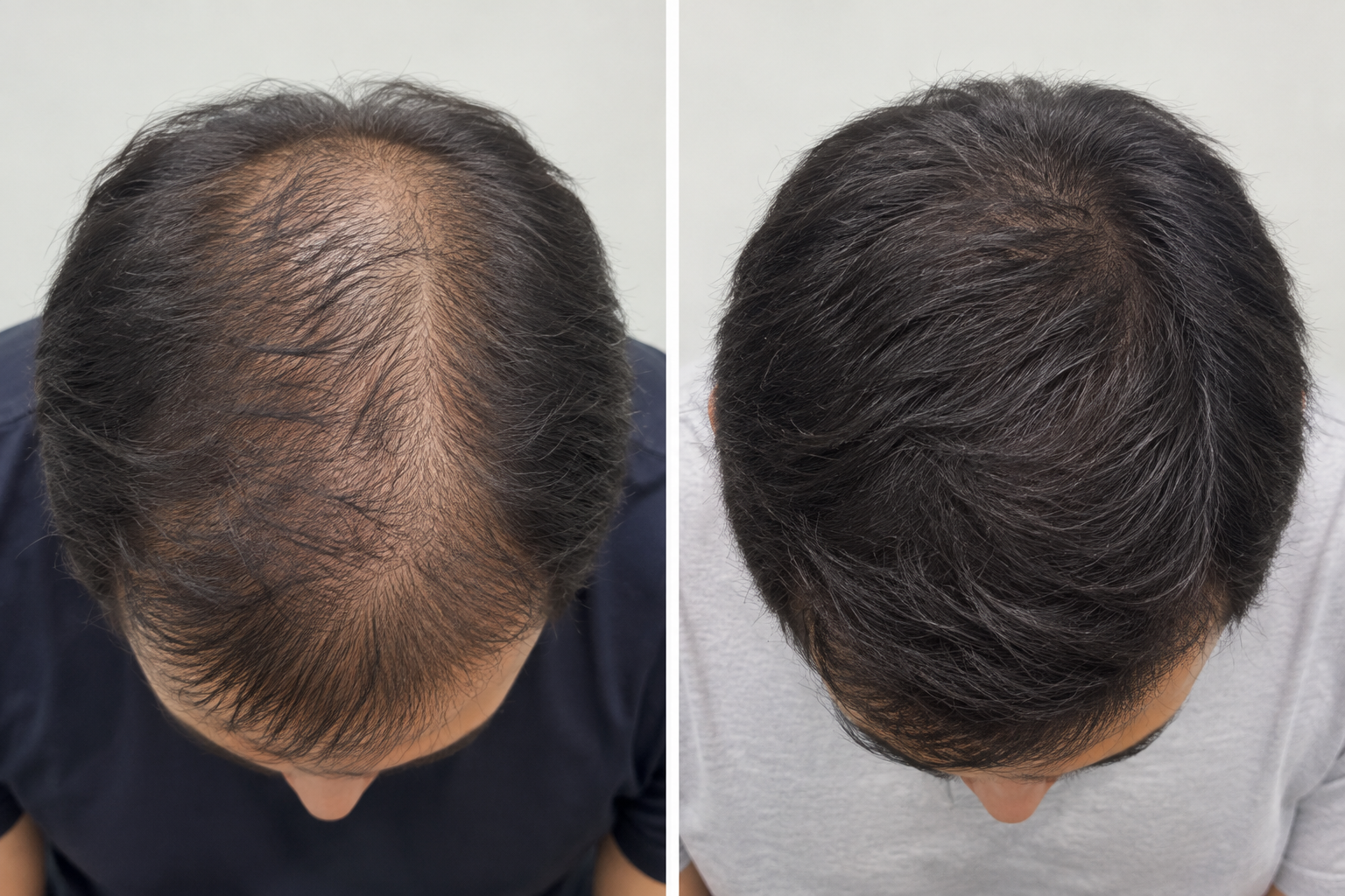 PRP hair treatment before and after, top of the head, Sharanya Skin Clinic
