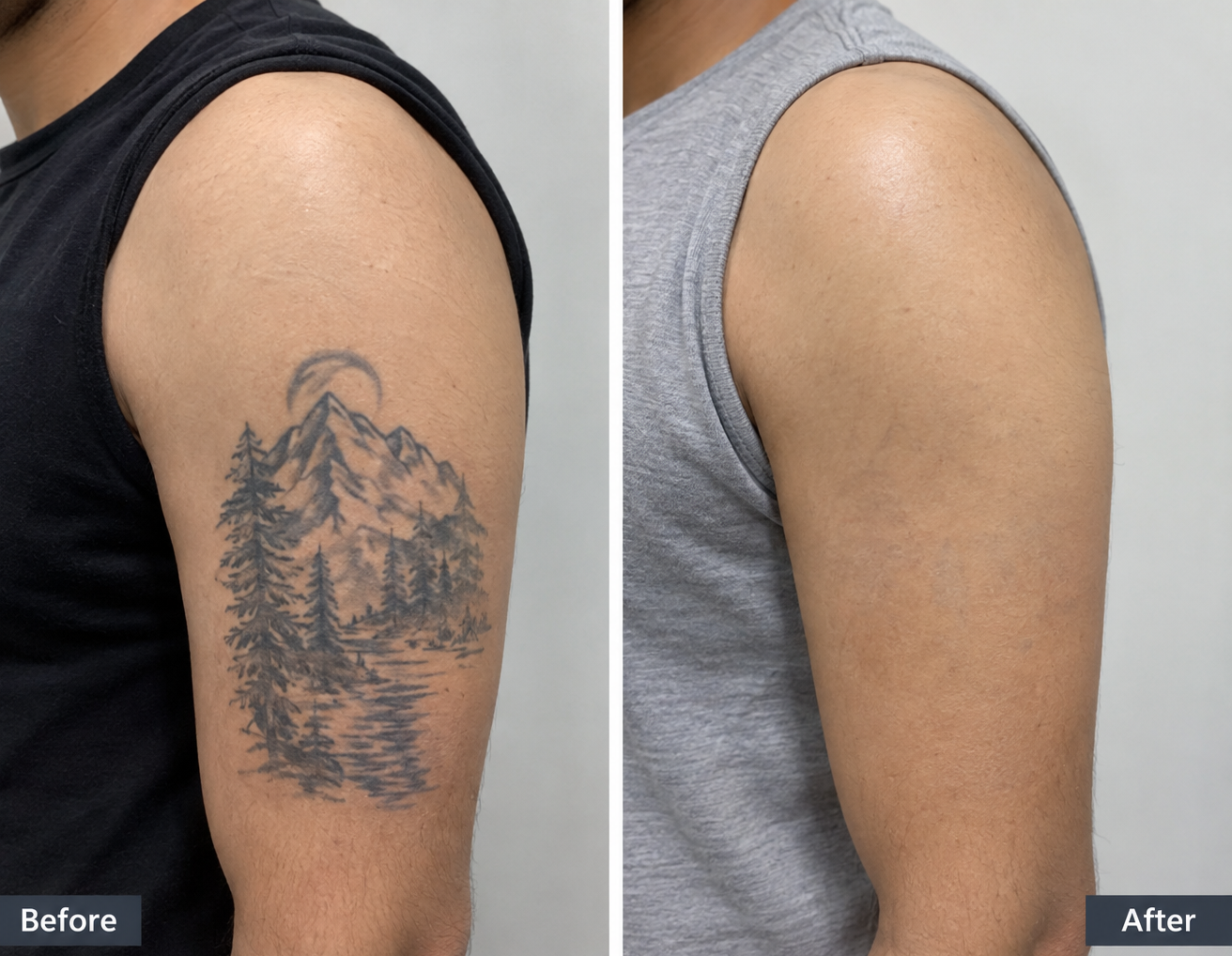 Tattoo removal before and after at Sharanya Skin Clinic, West Delhi